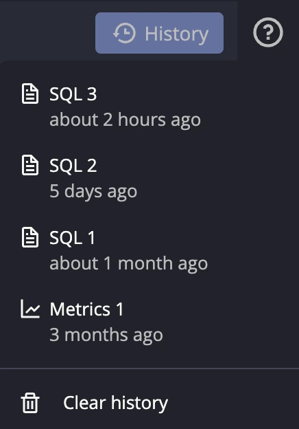 Tab history in the Web Console